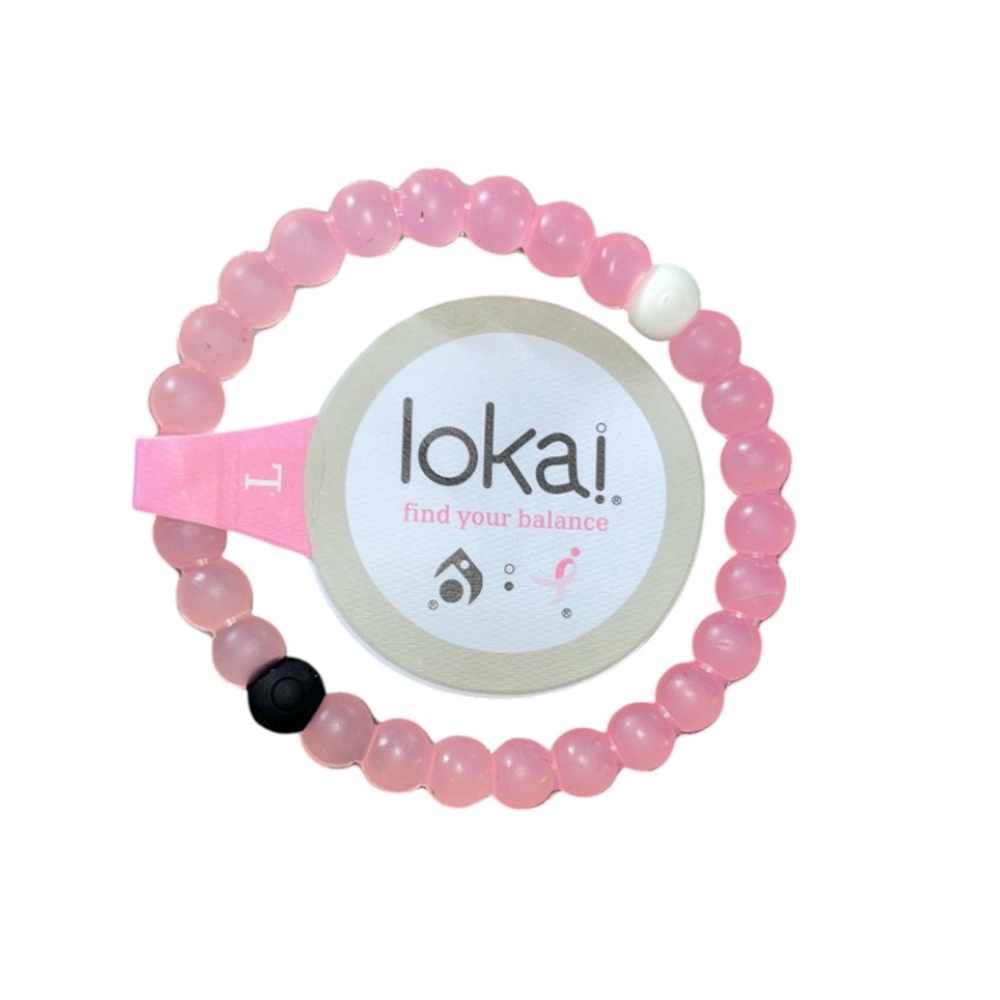 Lokai Pink Stretch Bead Bracelet with Signature Black and White Beads
